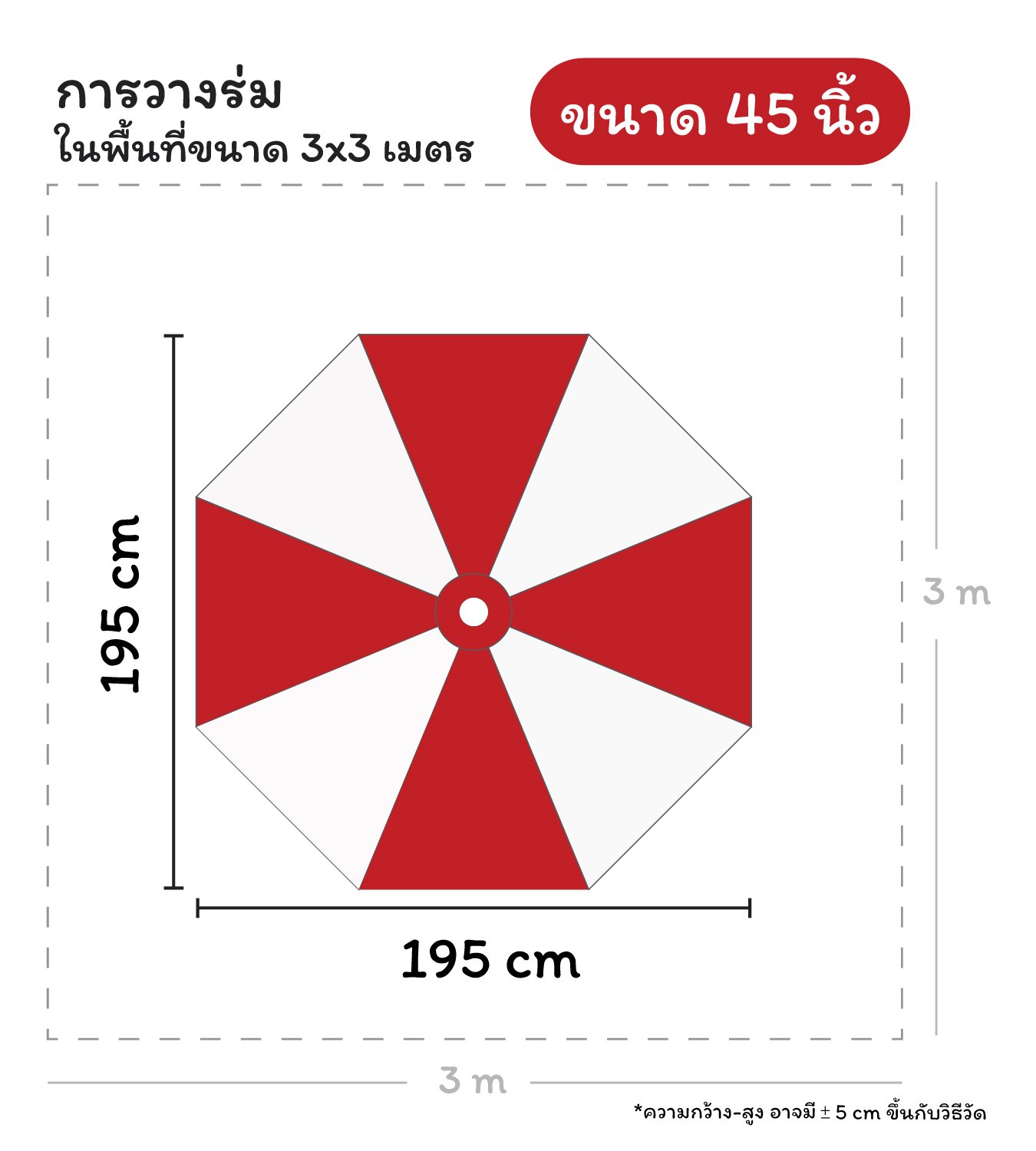 ทรงกลม 8 ช่อง 45 นิ้ว