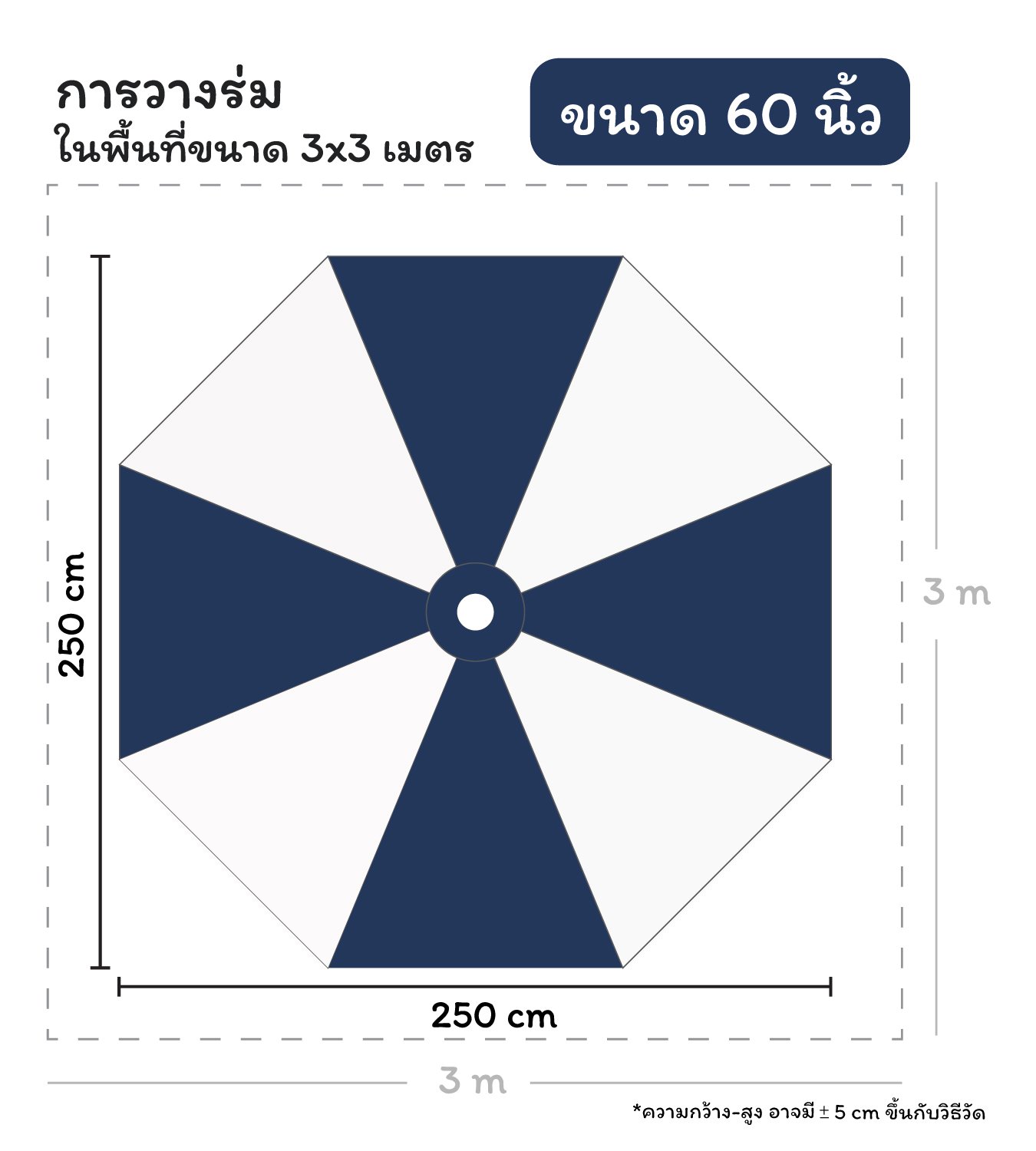 รับผลิตร่มสนามตามแบบขนาด 60 นิ้ว