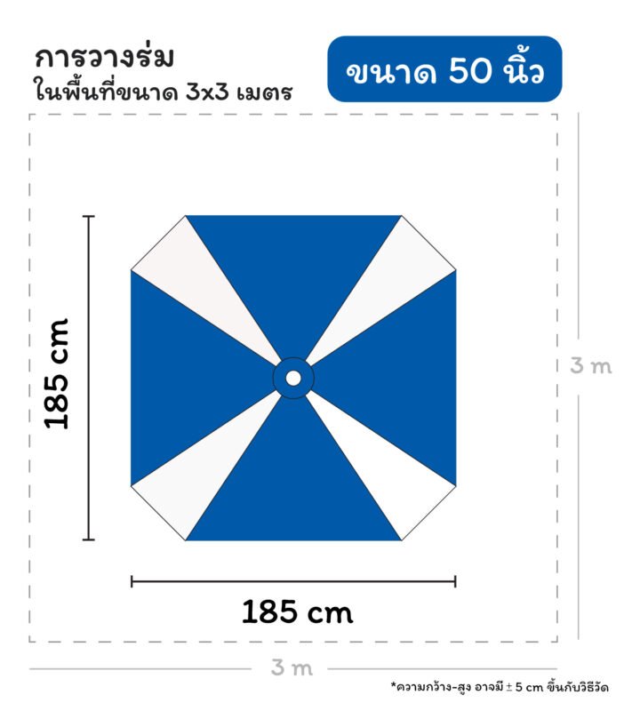 ขนาดร่มงานอีเว้นท์แปดเหลี่ยม 50นิ้ว